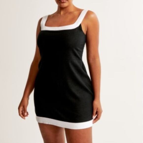 Abercrombie Black White Linen Blend Sleeveless Mini Dress Medium Minimalist - Picture 1 of 7